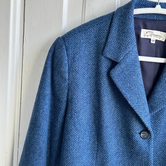 Vintage Norm Thompson Wool Herringbone Tweed Blazer Petite - Picture 4 of 8